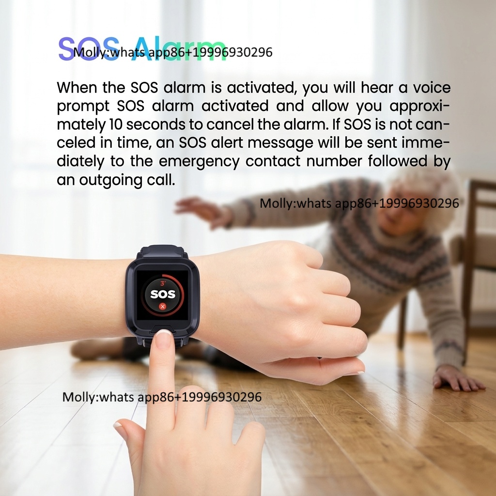 Fall Detection Watch - Reloj Inteligente con GPS 4G, Monitor